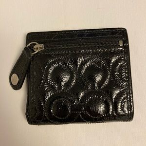 Black Leather Mini Coach Wallet